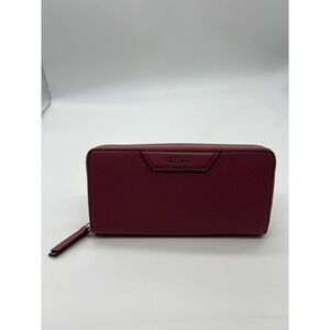 NINE WEST Wallet Pebble Leather Zip Around Card Holder Pink‎